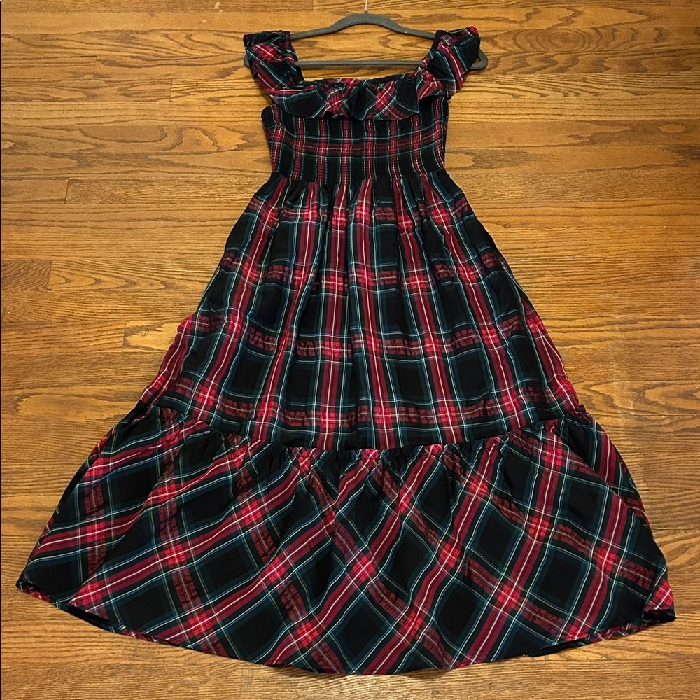 Vineyard Vines Red and Green Plaid Midi Dress